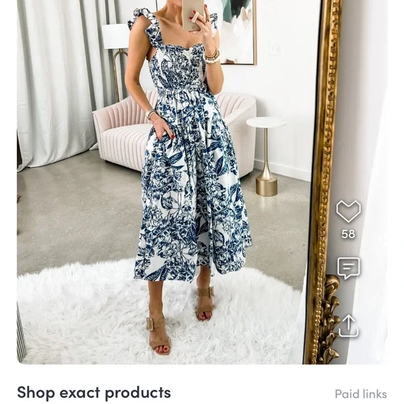 Abercrombie & Fitch | Dresses | Ruffle Strap Smocked Midi Dress | Poshmark